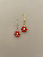 Load image into Gallery viewer, Red Carnelian Flower Earrings
