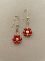 Load image into Gallery viewer, Red Carnelian Flower Earrings
