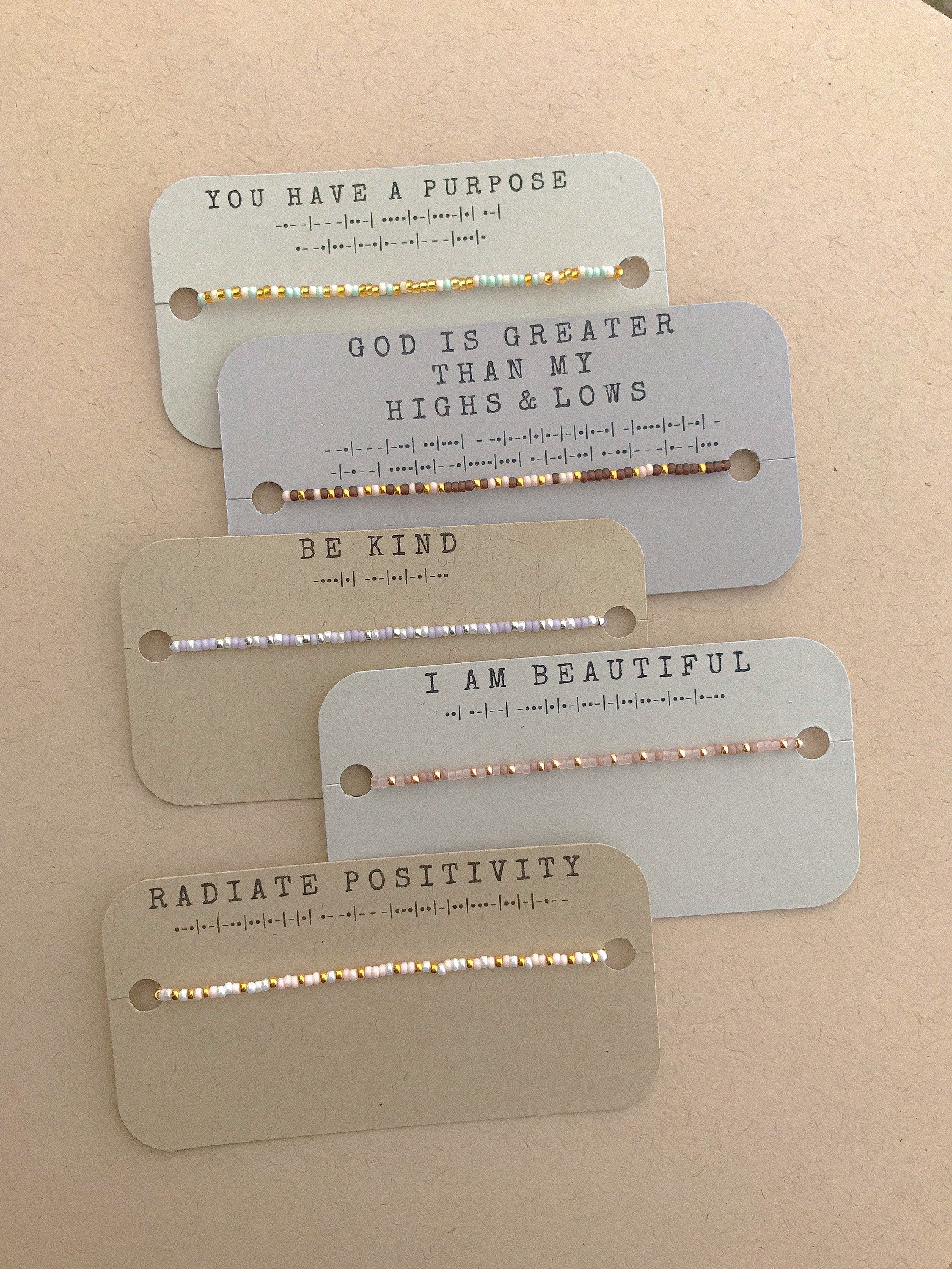 Customizable Positivity Morse Code  Bracelet