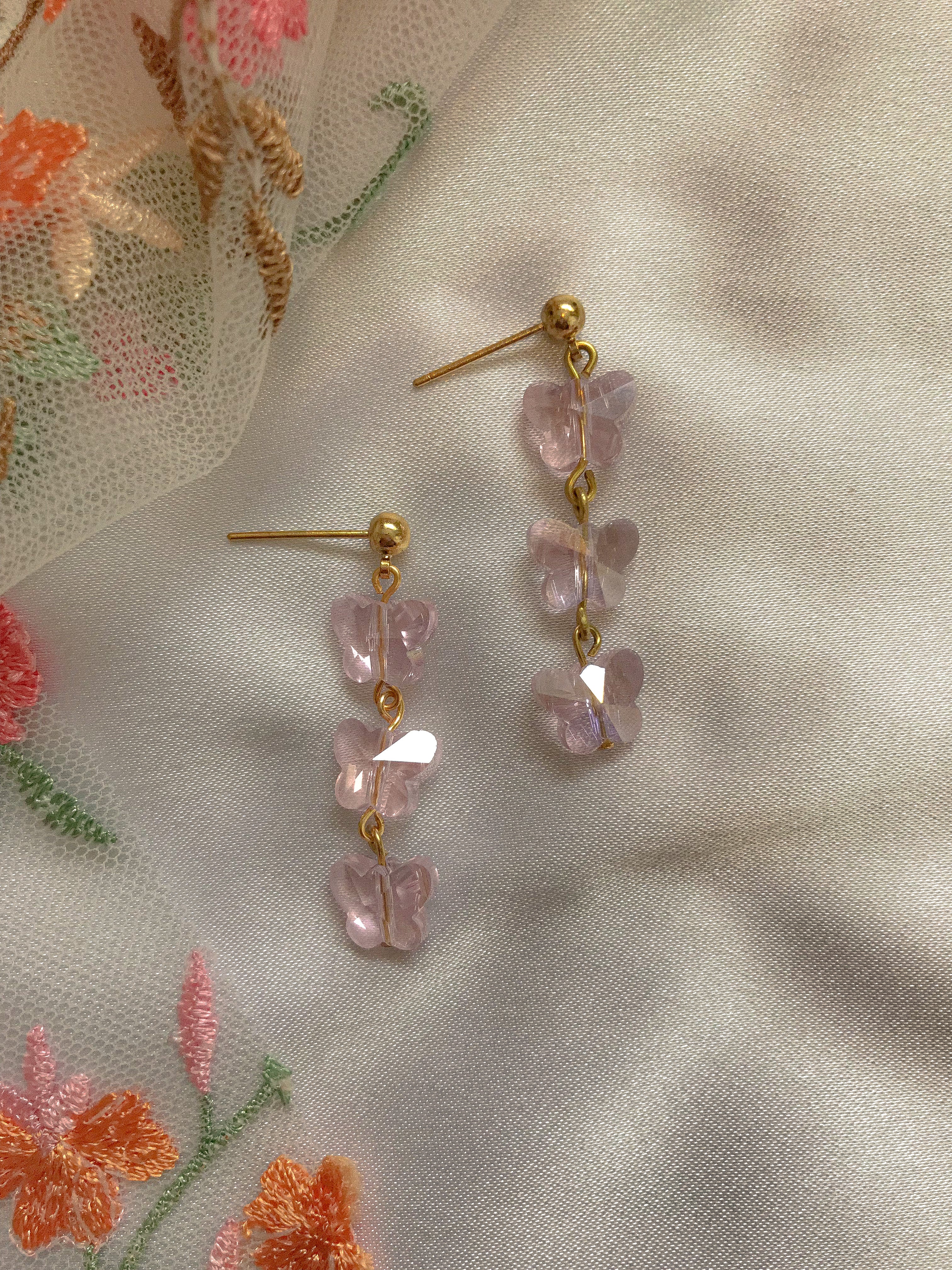 Pink Butterfly Earrings