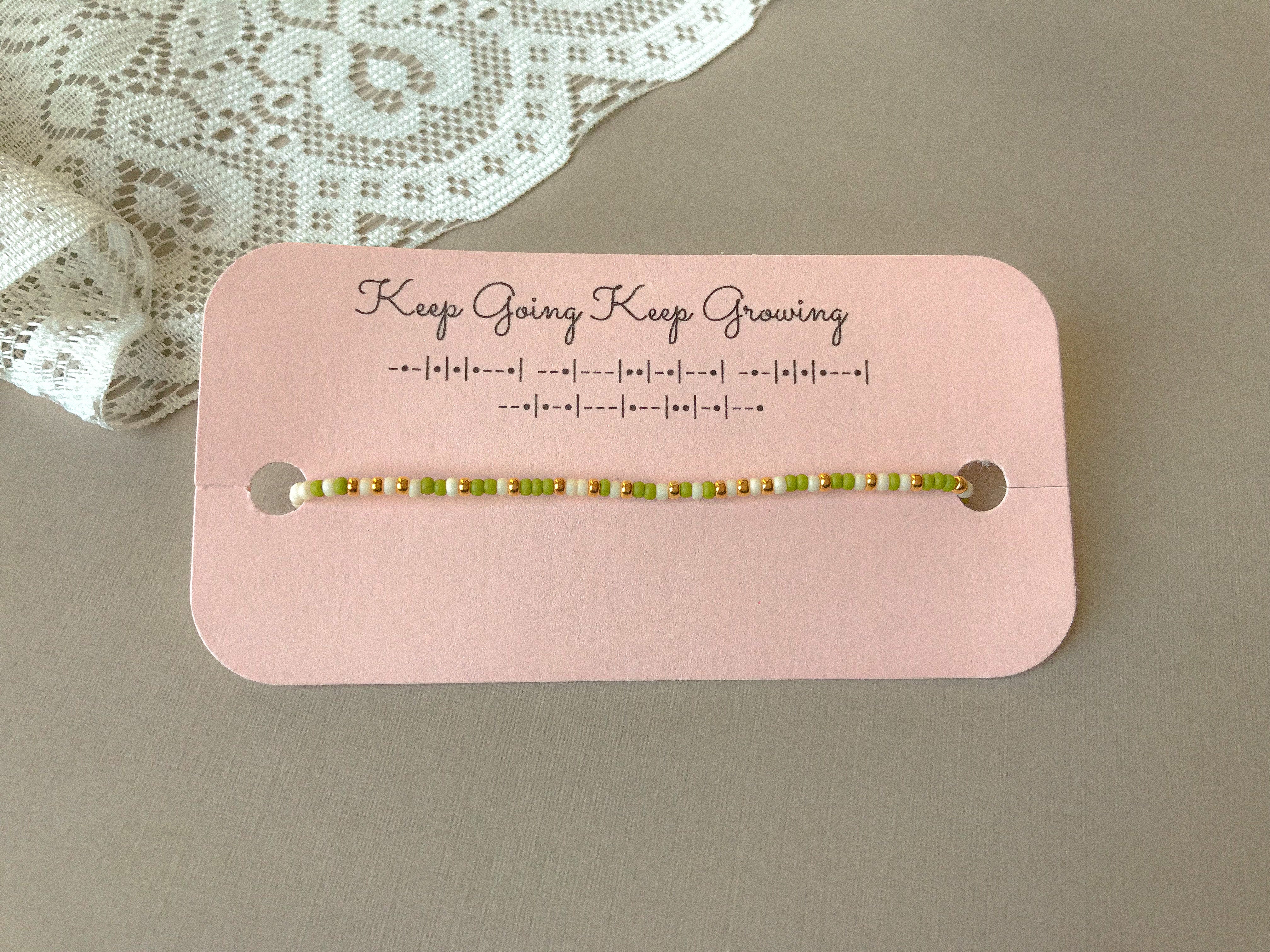 Keep Going Keep Growing Morse Code Bracelet