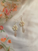 Load image into Gallery viewer, River Shell and Rose Quartz Flower Earrings
